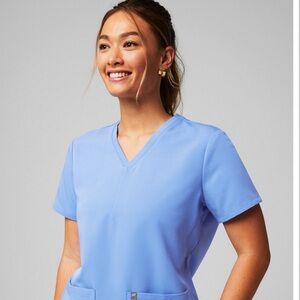 Fabletics V-Neck Scrub Ceil Blue Jogger Set